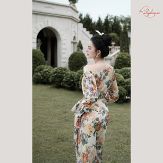 {Ruby House} FLOWER – Đầm Hoa Tơ Dài Tay Dáng Midi Vintage | Dịu Dàng, Thanh Lịch, Chuẩn Nàng Thơ