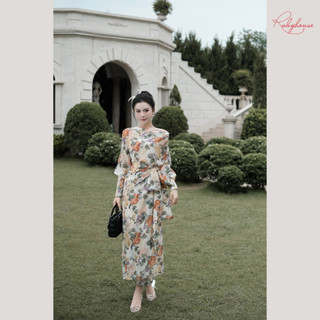 {Ruby House} FLOWER – Đầm Hoa Tơ Dài Tay Dáng Midi Vintage | Dịu Dàng, Thanh Lịch, Chuẩn Nàng Thơ