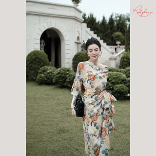 {Ruby House} FLOWER – Đầm Hoa Tơ Dài Tay Dáng Midi Vintage | Dịu Dàng, Thanh Lịch, Chuẩn Nàng Thơ
