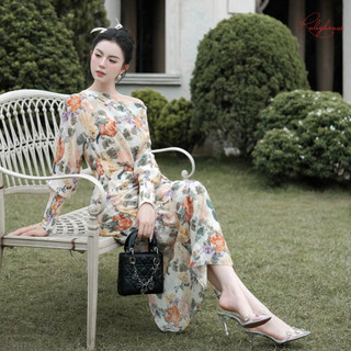 {Ruby House} FLOWER – Đầm Hoa Tơ Dài Tay Dáng Midi Vintage | Dịu Dàng, Thanh Lịch, Chuẩn Nàng Thơ