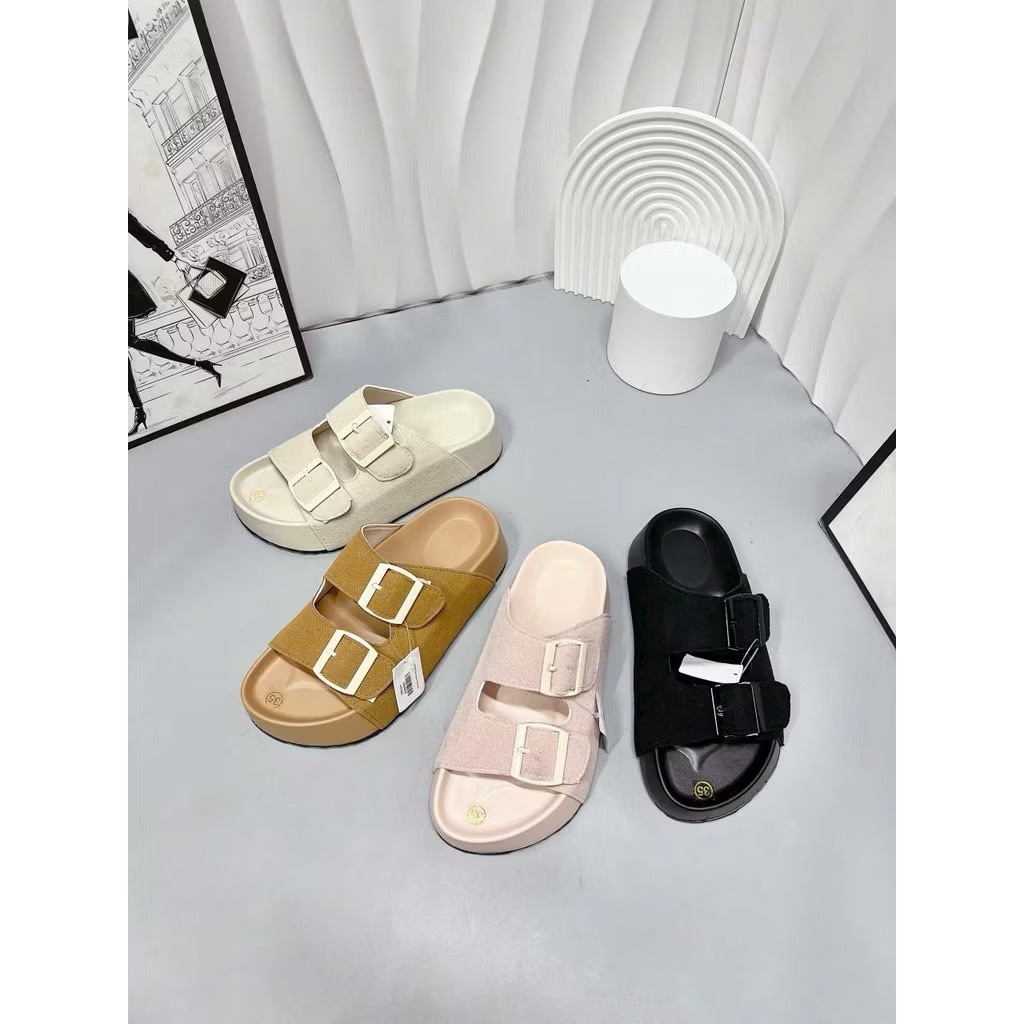 Dép Lê Nữ Quai Ngang, Dép Bệt Khuy Cài Đơn Giản Thanh Lịch  || 2 Quai 2 Khuy Đế Béo 4cm || N21