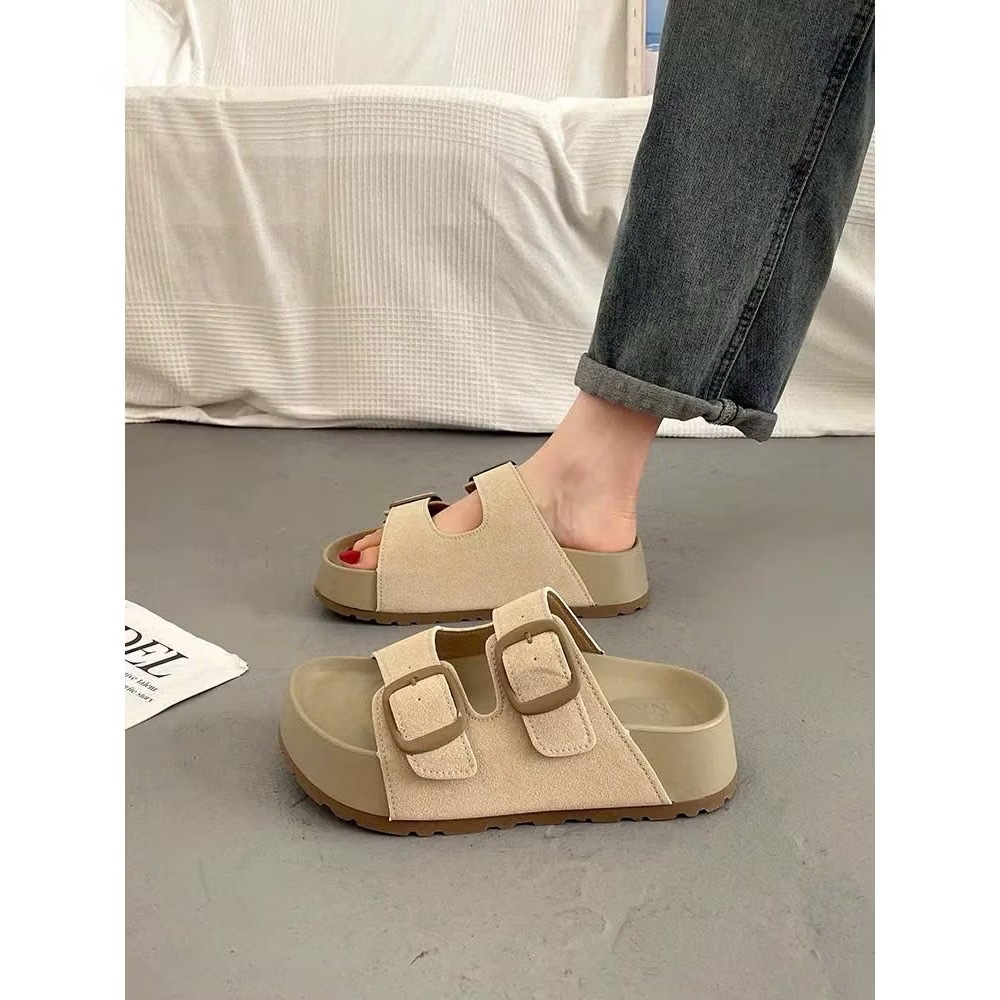 Dép Lê Nữ Quai Ngang, Dép Bệt Khuy Cài Đơn Giản Thanh Lịch  || 2 Quai 2 Khuy Đế Béo 4cm || N21