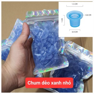 -(Bịch 100cái) Chum silicon xanh dẻo dai đáy bằng to và chum si xanh nhỏ, y hình shop đăng