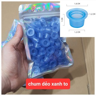 -(Bịch 100cái) Chum silicon xanh dẻo dai đáy bằng to và chum si xanh nhỏ, y hình shop đăng