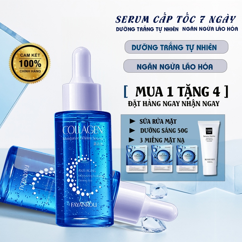 Serum Collagen Dưỡng Trắng Cấp Ẩm - Giảm Thâm, Se Khít Lỗ Chân Lông | Vitamin C + Hyaluronic Acid | Cho Da Khô Sạm Màu