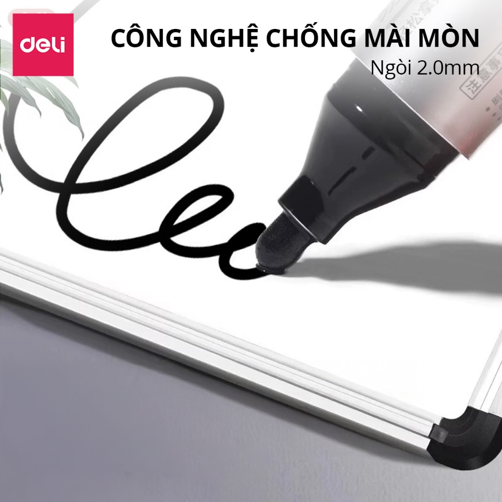 Bút Lông Bảng Xóa Được Deli Nét 2.0mm Mực Xanh Đỏ Đen Không Độc Hại Bơm Mực Dễ Dàng