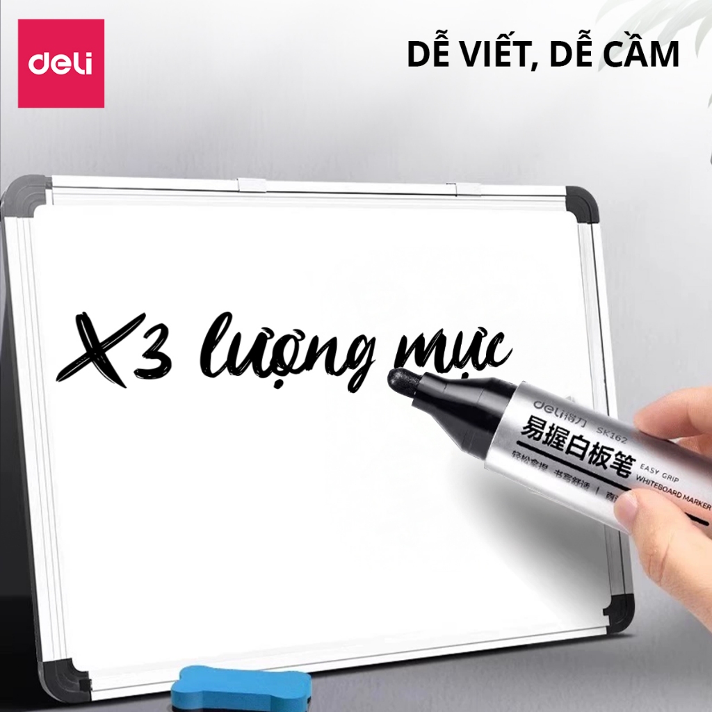 Bút Lông Bảng Xóa Được Deli Nét 2.0mm Mực Xanh Đỏ Đen Không Độc Hại Bơm Mực Dễ Dàng