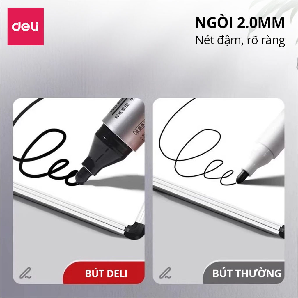 Bút Lông Bảng Xóa Được Deli Nét 2.0mm Mực Xanh Đỏ Đen Không Độc Hại Bơm Mực Dễ Dàng