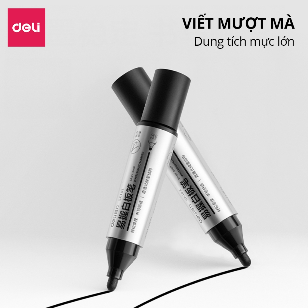 Bút Lông Bảng Xóa Được Deli Nét 2.0mm Mực Xanh Đỏ Đen Không Độc Hại Bơm Mực Dễ Dàng