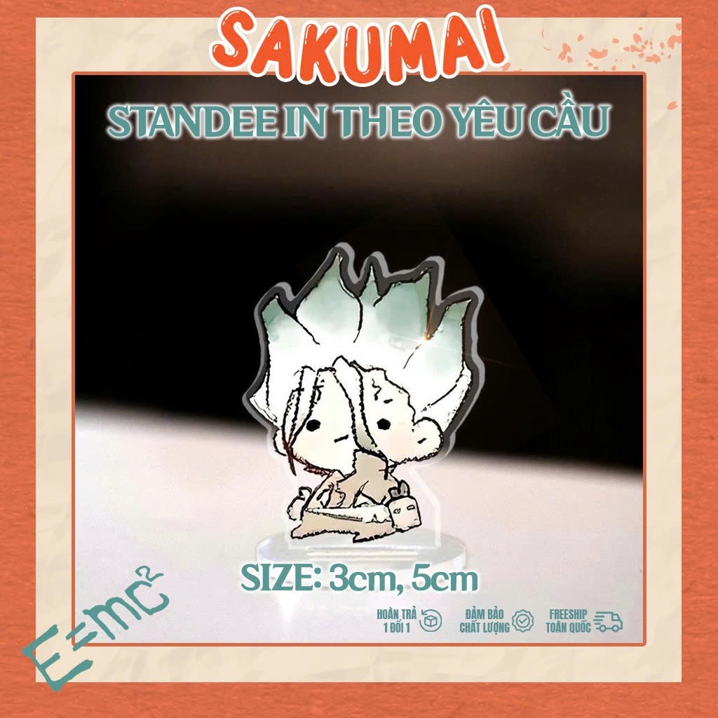 Standee, Mô Hình Mini Dr.stone Cao 5cm In UV Cắt Viền Senku Yuzuriha Ogawa Hyoga Chibi Anime Manga Tiến Sĩ Đá - SakuMai