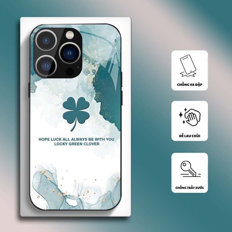 Ốp Lưng cho IPHONE 13, 13 PRO, 13 PROMAX Mặt kính cường lực, cao cấp HOẠ TIẾT HOA CẨM THẠCH