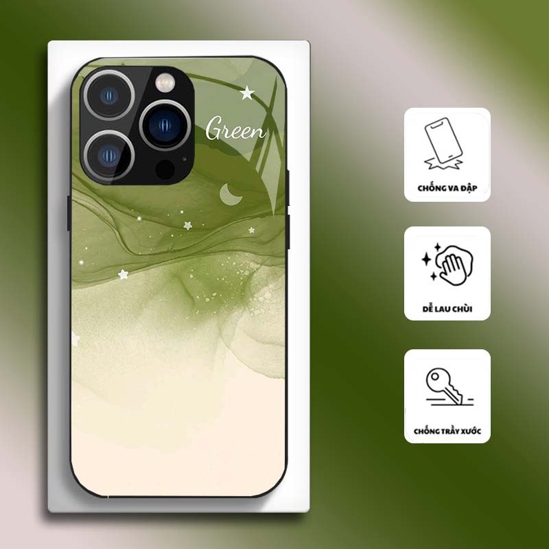 Ốp Lưng cho IPHONE 13, 13 PRO, 13 PROMAX Mặt kính cường lực, cao cấp HOẠ TIẾT HOA CẨM THẠCH