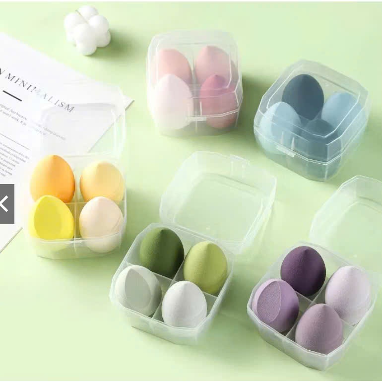 Mút Tán Kem Nền Mềm Mịn Giúp Lớp Nền Căng Mướt,Hộp 4 Mút Tán Kem Nền Siêu Mềm - BỘ 4 MÚT TRANG ĐIỂM TIỆN DỤNG AN TOÀN