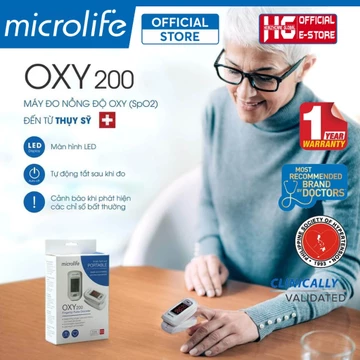 Máy Đo Nồng Độ Oxy Trong Máu Spo2 và Nhịp Tim Microlife Oxy200 | Thương Hiệu Thụy Sỹ - Bảo Hành 24 Tháng