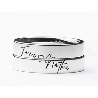 925 Silver Couple Rings, adjustable, engravable by MIRROR SILVER