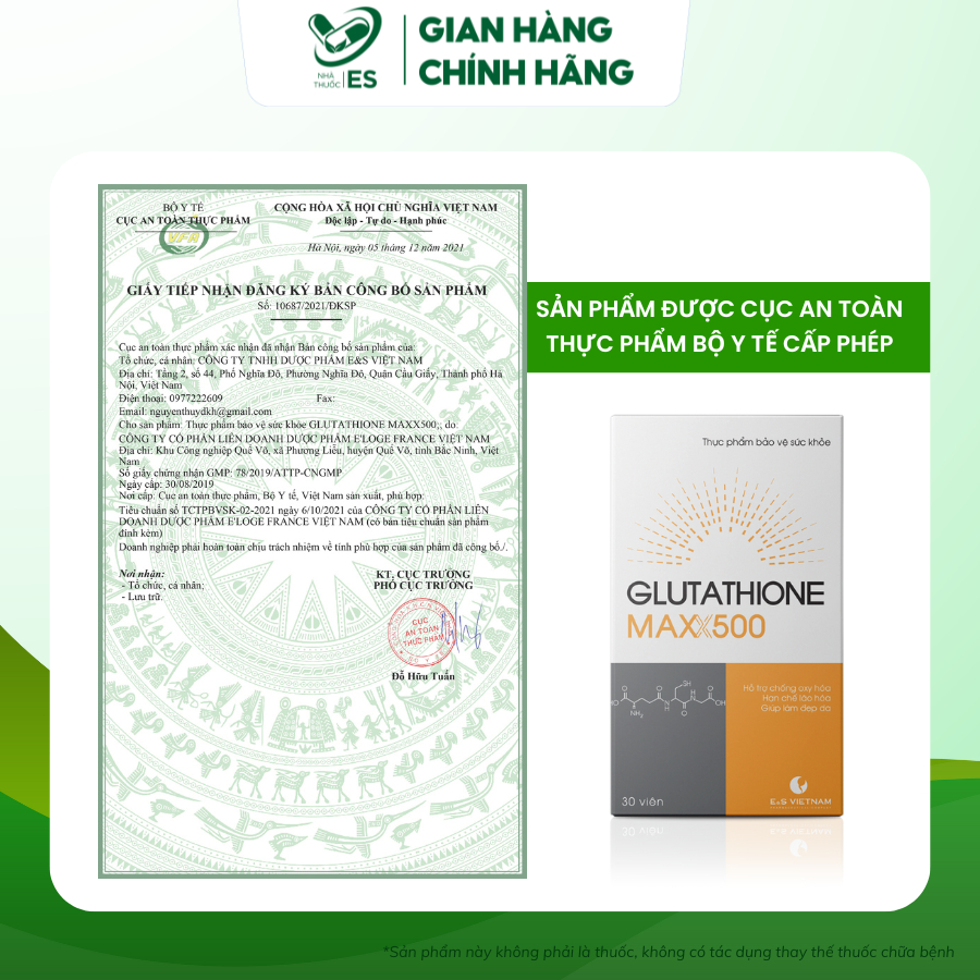 Glutathione MAXX 500, Viên Uống Chống Oxy Hóa, Hạn Chế Lão Hóa, Hỗ Trợ Làm Đẹp Da