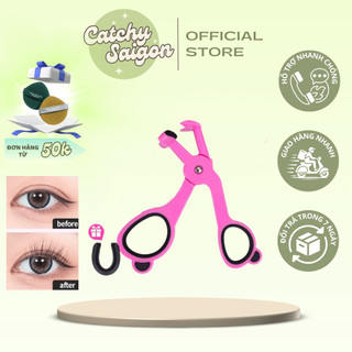 [PINKPUNK] Kẹp Mi Nhựa Pinkpunk Góc Rộng Vỏ Hồng Đen Caro Làm Cong Mi Nhanh, Kèm Silicon Thay Thế