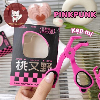 [PINKPUNK] Kẹp Mi Nhựa Pinkpunk Góc Rộng Vỏ Hồng Đen Caro Làm Cong Mi Nhanh, Kèm Silicon Thay Thế