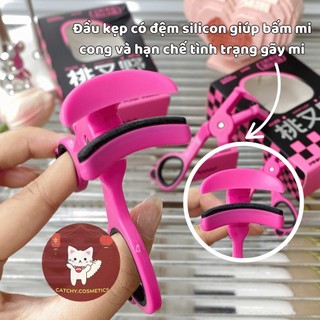 [PINKPUNK] Kẹp Mi Nhựa Pinkpunk Góc Rộng Vỏ Hồng Đen Caro Làm Cong Mi Nhanh, Kèm Silicon Thay Thế