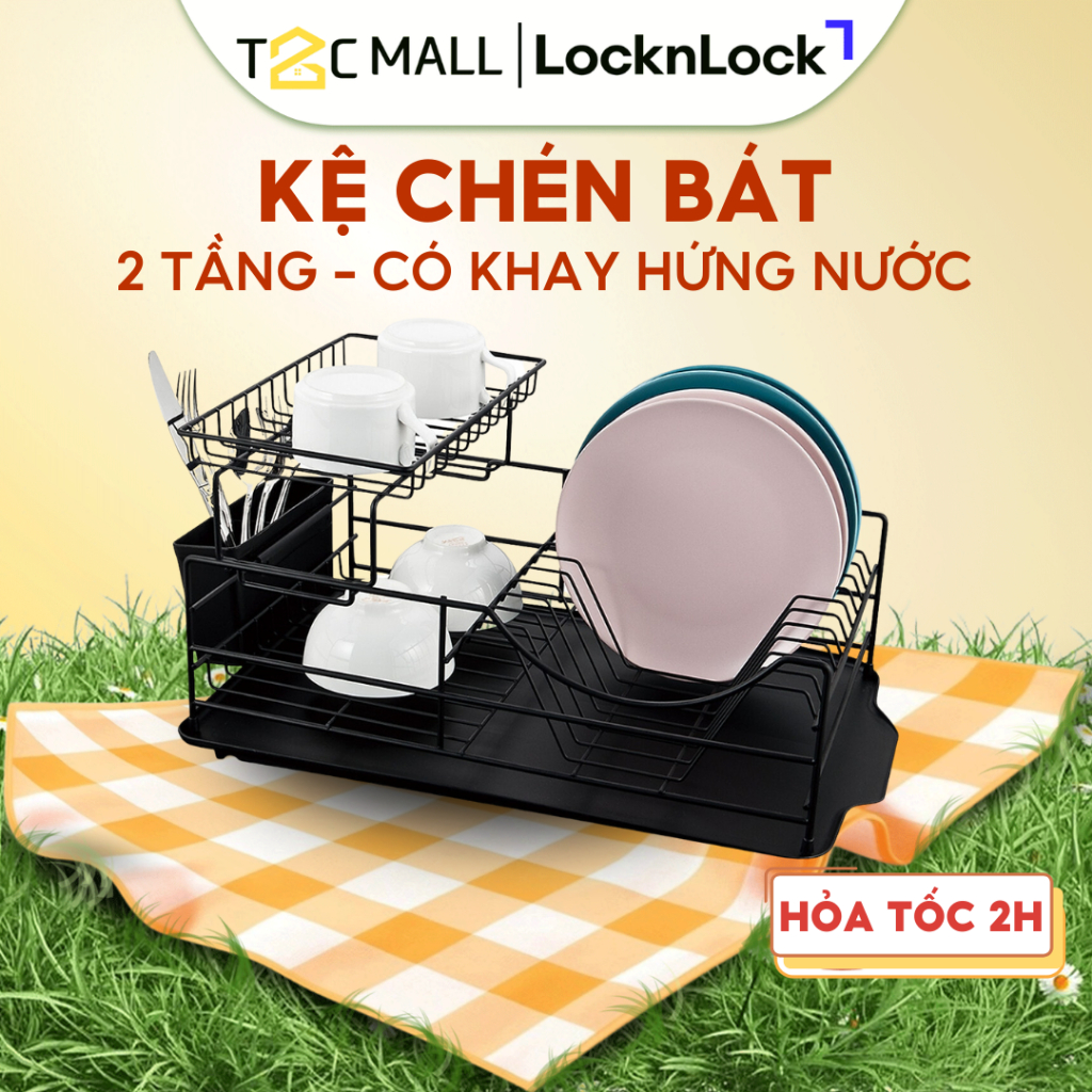 Kệ chén dĩa 2 tầng cứng cáp LocknLock, có khay hứng nước- 2 Tier Dish ...