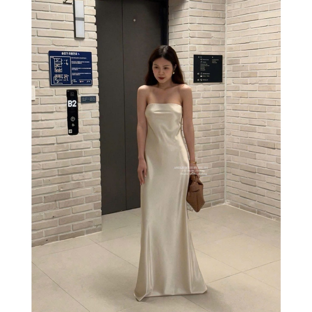 Đầm Lụa Cúp Ngực Dáng Dài Form Ôm Nhẹ GOBAL DRESS Có Chun Ngực SAN Clothings - P125