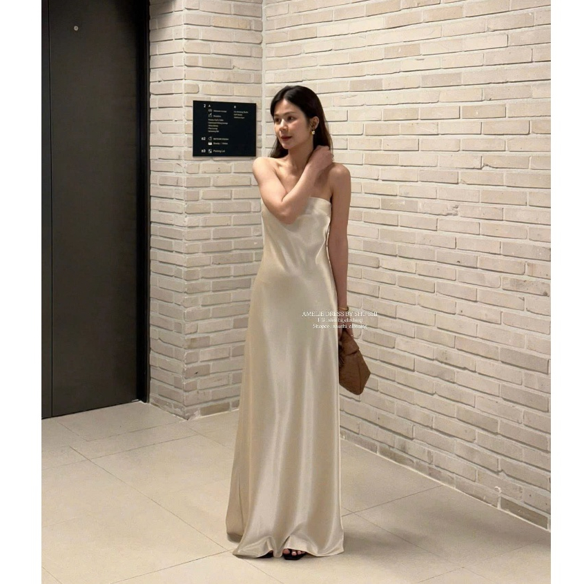 Đầm Lụa Cúp Ngực Dáng Dài Form Ôm Nhẹ GOBAL DRESS Có Chun Ngực SAN Clothings - P125