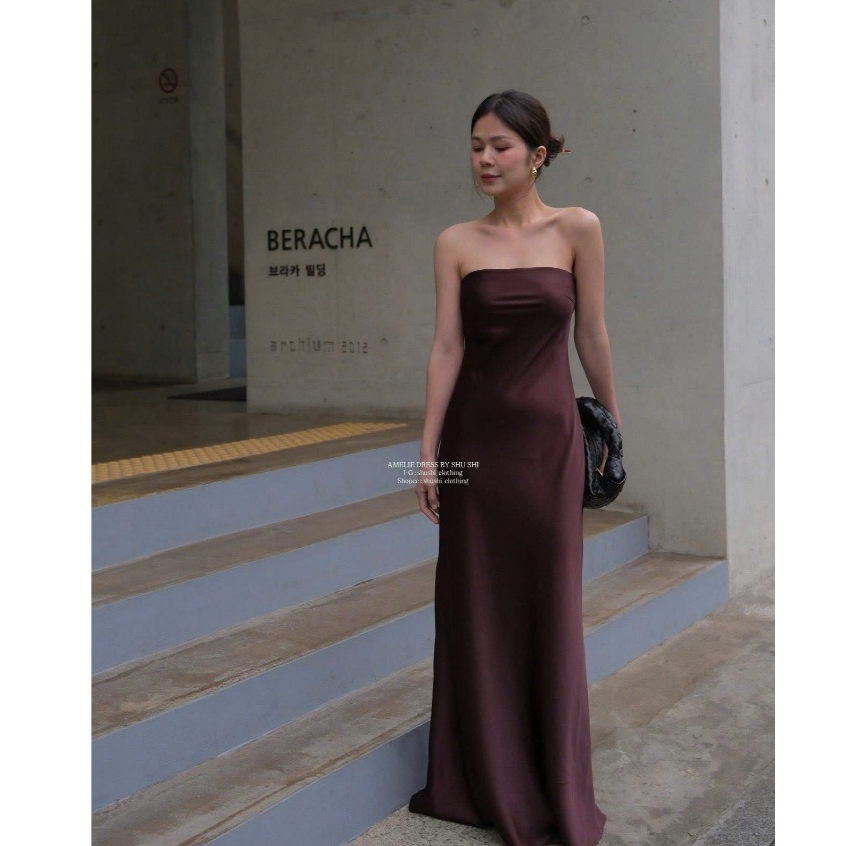 Đầm Lụa Cúp Ngực Dáng Dài Form Ôm Nhẹ GOBAL DRESS Có Chun Ngực SAN Clothings - P125
