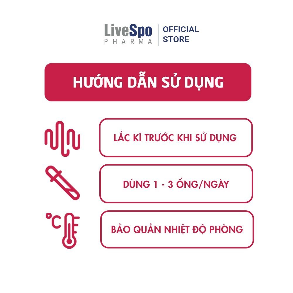 Combo 2 hộp LiveSpo Dia 30 - Giảm Triệu Chứng Tiêu Chảy Cấp (10 ống x 5ml)
