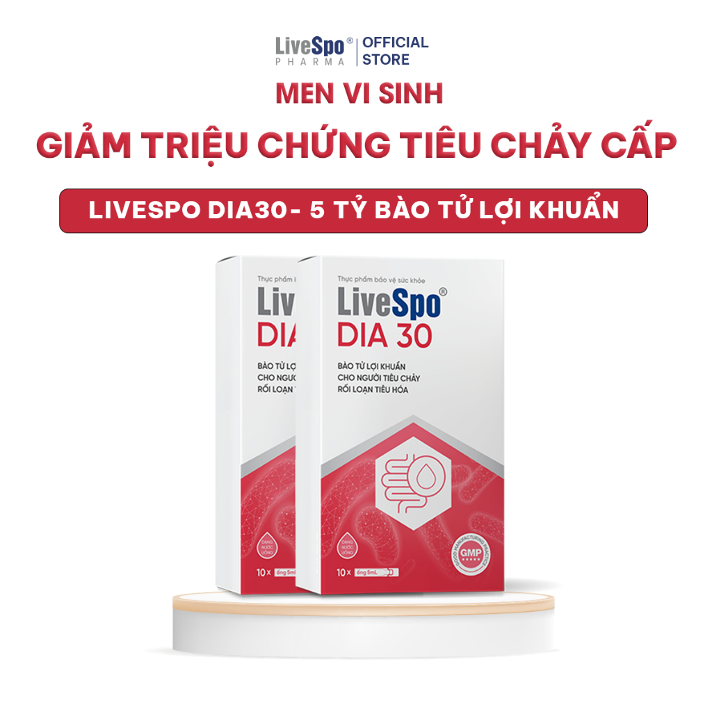 Combo 2 hộp LiveSpo Dia 30 - Giảm Triệu Chứng Tiêu Chảy Cấp (10 ống x 5ml)