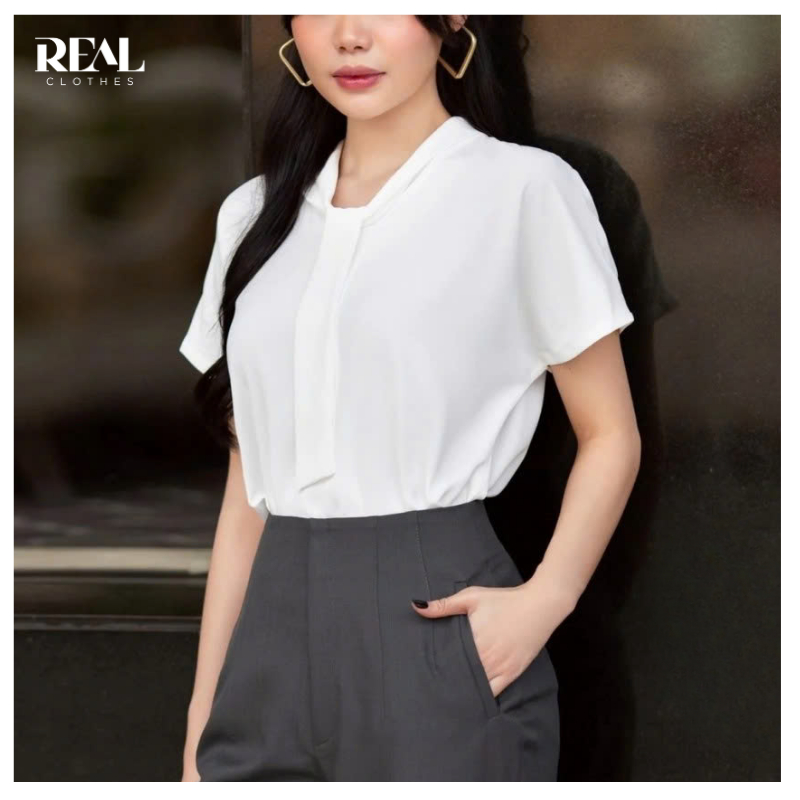 Áo kiểu tay ngắn cánh dơi Mandy REAL CLOTHES (tổng hợp màu) ít nhăn, mềm mát