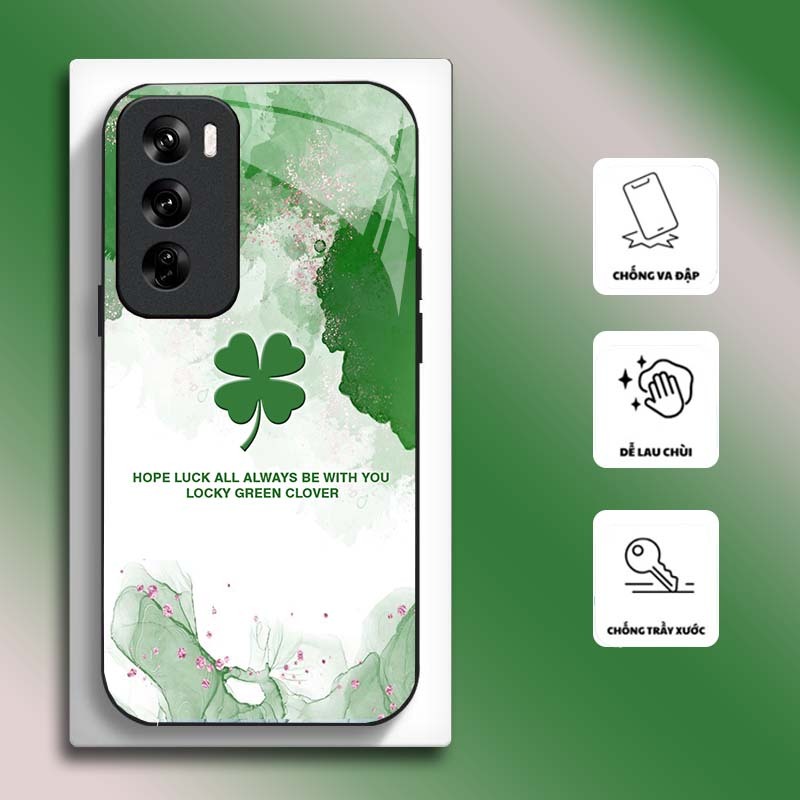 Ốp Lưng cho OPPO RENO 12 5G, RENO 12 PRO 5G Mặt kính cường lực, cao cấp HOẠ TIẾT HOA CẨM THẠCH