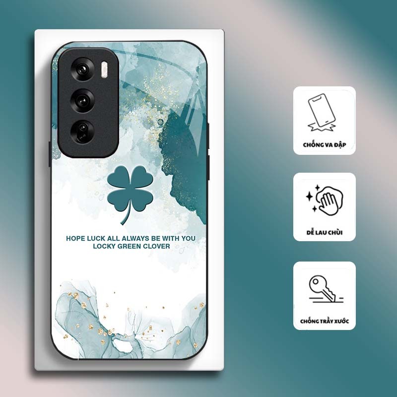 Ốp Lưng cho OPPO RENO 12 5G, RENO 12 PRO 5G Mặt kính cường lực, cao cấp HOẠ TIẾT HOA CẨM THẠCH