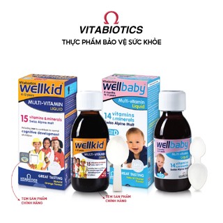 Bộ Duỡng Chất TPBVSK WELLBABY MULTI-VITAMIN LIQUID & WELLKID MULTI-VITAMIN LIQUID Hỗ Trợ Tăng Cường Đề Kháng Vitabiotics
