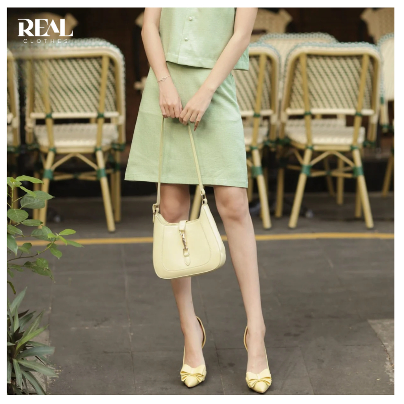 Chân váy chữ A summer Lily REAL CLOTHES ít nhăn, có túi, có lót, dài trên gối (tổng hợp màu)
