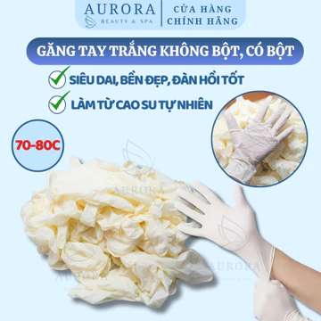 Găng tay trắng có bột, không bột size S - M | Găng tay trắng dùng trong spa | Găng tay y tế có bột, không bôt