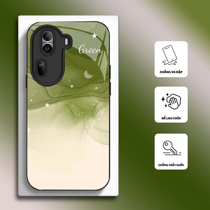 Ốp Lưng cho OPPO RENO 11 5G, RENO 11 PRO 5G Mặt kính cường lực, cao cấp HOẠ TIẾT HOA CẨM THẠCH