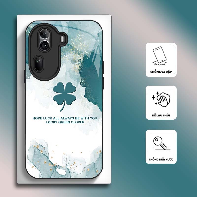 Ốp Lưng cho OPPO RENO 11 5G, RENO 11 PRO 5G Mặt kính cường lực, cao cấp HOẠ TIẾT HOA CẨM THẠCH