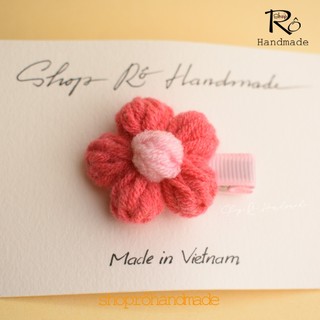 Kẹp tóc mái hoa len size to handmade nhiều màu cho nữ bé gái siêu cute 4.5cm |Shop Rô Handmade