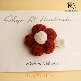 Kẹp tóc mái hoa len size to handmade nhiều màu cho nữ bé gái siêu cute 4.5cm |Shop Rô Handmade
