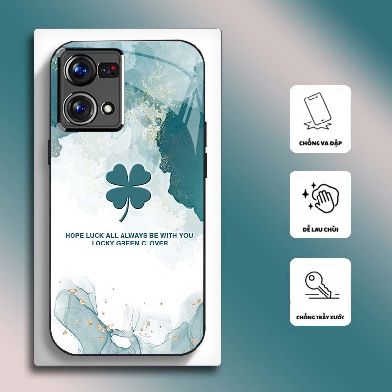 Ốp Lưng cho OPPO RENO 7 4G, RENO 8 4G Mặt kính cường lực, cao cấp HOẠ TIẾT HOA CẨM THẠCH