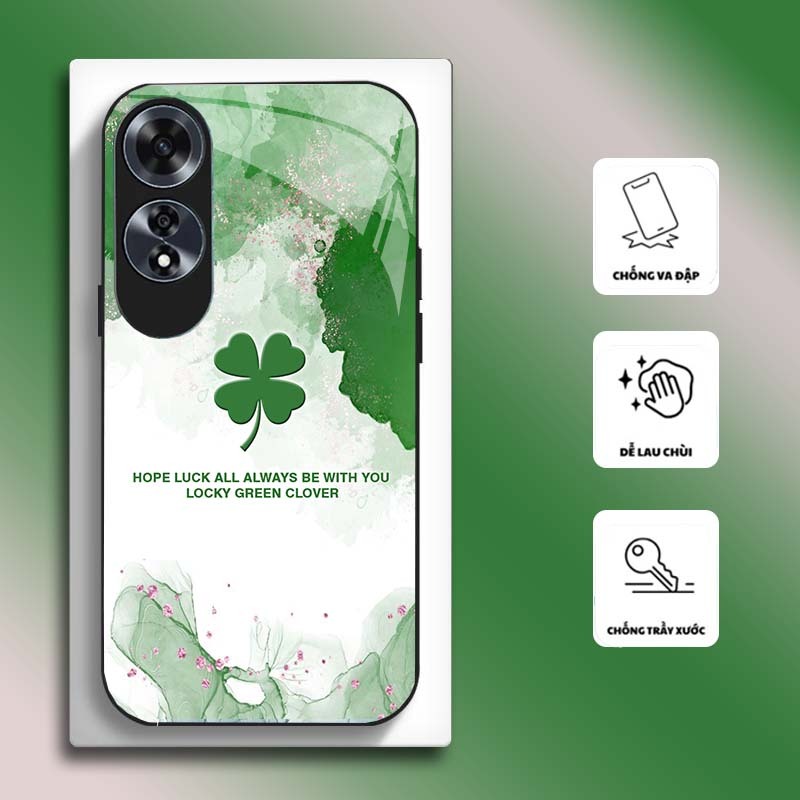Ốp Lưng cho OPPO A60 Mặt kính cường lực, cao cấp HOẠ TIẾT HOA CẨM THẠCH