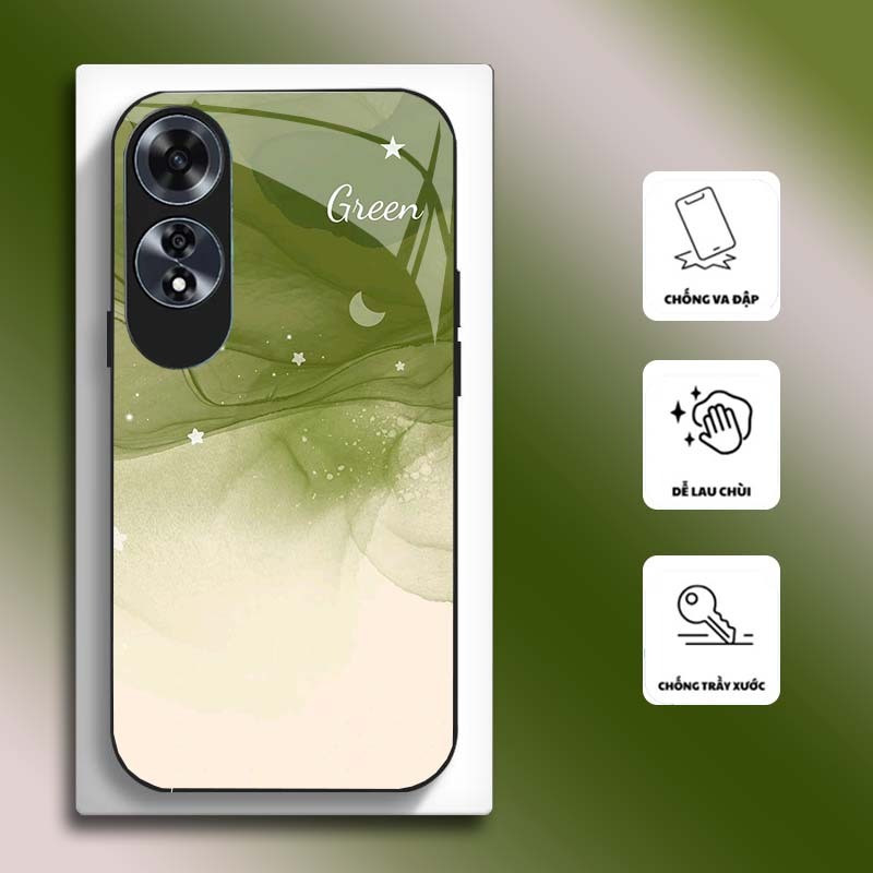 Ốp Lưng cho OPPO A60 Mặt kính cường lực, cao cấp HOẠ TIẾT HOA CẨM THẠCH