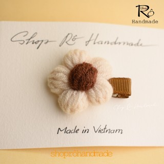 Kẹp tóc mái hoa len size to handmade nhiều màu cho nữ bé gái siêu cute 4.5cm |Shop Rô Handmade