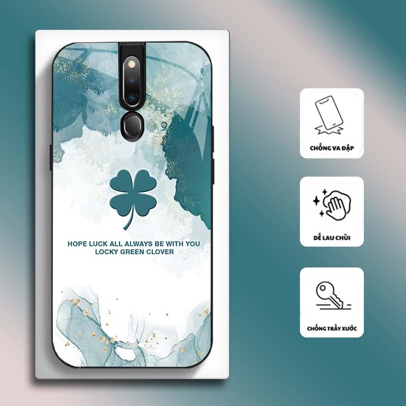 Ốp Lưng cho OPPO F11, F11 PRO Mặt kính cường lực, cao cấp HOẠ TIẾT HOA CẨM THẠCH