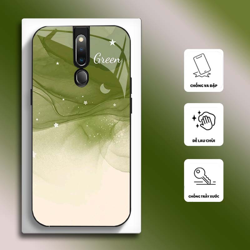 Ốp Lưng cho OPPO F11, F11 PRO Mặt kính cường lực, cao cấp HOẠ TIẾT HOA CẨM THẠCH