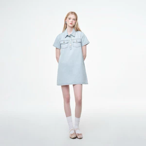 Đầm Denim Xanh Nữ Dáng Xuông Túi Hộp - THUNDEROUS POCKET DRESS / BLUE