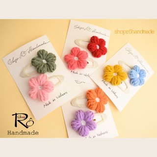 Kẹp tóc hoa cúc len size to nhiều tone màu rực rỡ cho nữ và bé gái siêu xinh 5.5cm |Shop Rô Handmade