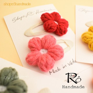 Kẹp tóc hoa cúc len size to nhiều tone màu rực rỡ cho nữ và bé gái siêu xinh 5.5cm |Shop Rô Handmade