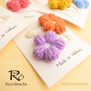 Kẹp tóc hoa cúc len size to nhiều tone màu rực rỡ cho nữ và bé gái siêu xinh 5.5cm |Shop Rô Handmade