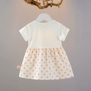 Váy cotton bé gái mùa hè dạng yếm liền xinh xắn váy ngắn tay chấm bi trái tim to D1131 Bí Ngô Nhỏ